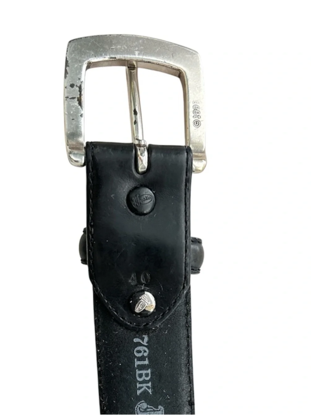 Justin Vintage Black Leather Brown Braided Inlay and Buffalo Nickel Coin Belt 40